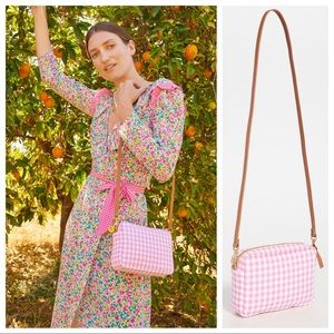 Clare V Pink/White Gingham Crossbody